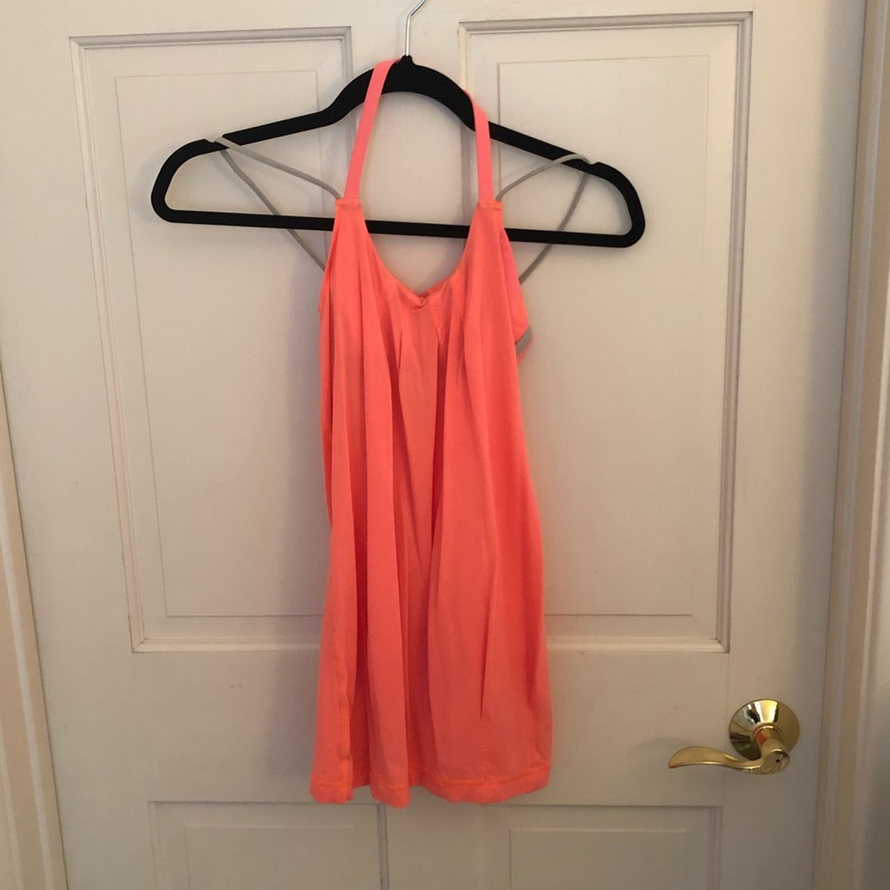 Neon orange Lululemon Top with built in bra